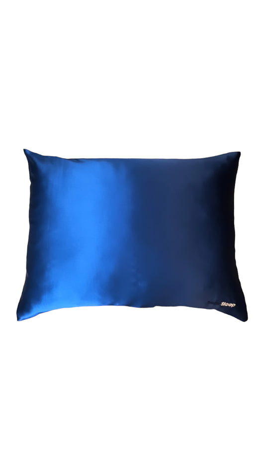 SAPPHIRE BLUE STANDARD ZIPPERED SILK PILLOWCASES