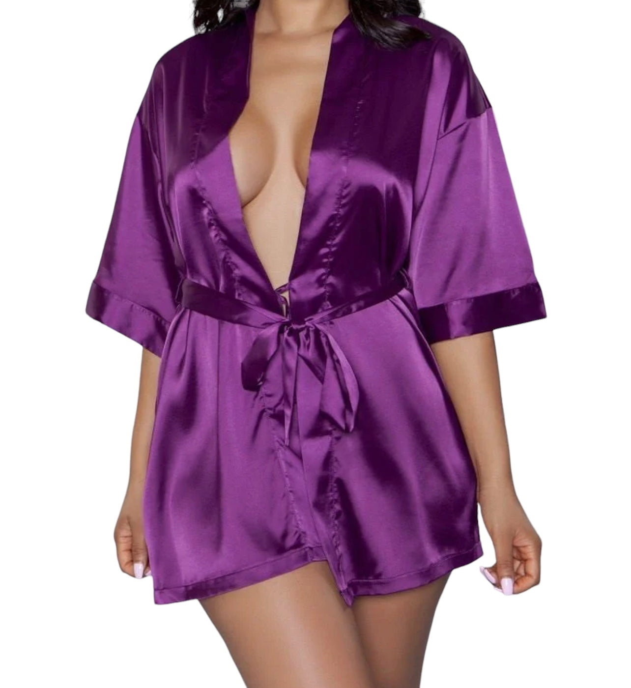 COZY LOUNGE SHORT SEXY SATIN ROBE